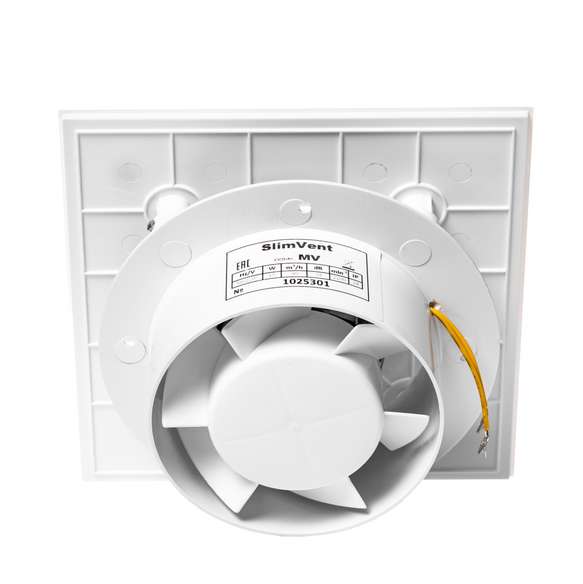 Вытяжной тонкий вентилятор SlimVent МV 100, стекло квадрат белый глянец